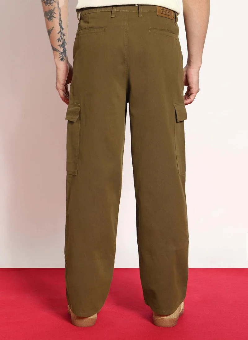Urbano Fashion  Urbano Fashion Men's Tobacco Loose Baggy Fit Solid Cargo Chino Pant with 6 Pockets Non-Stretchable for Men | Best Price UAE